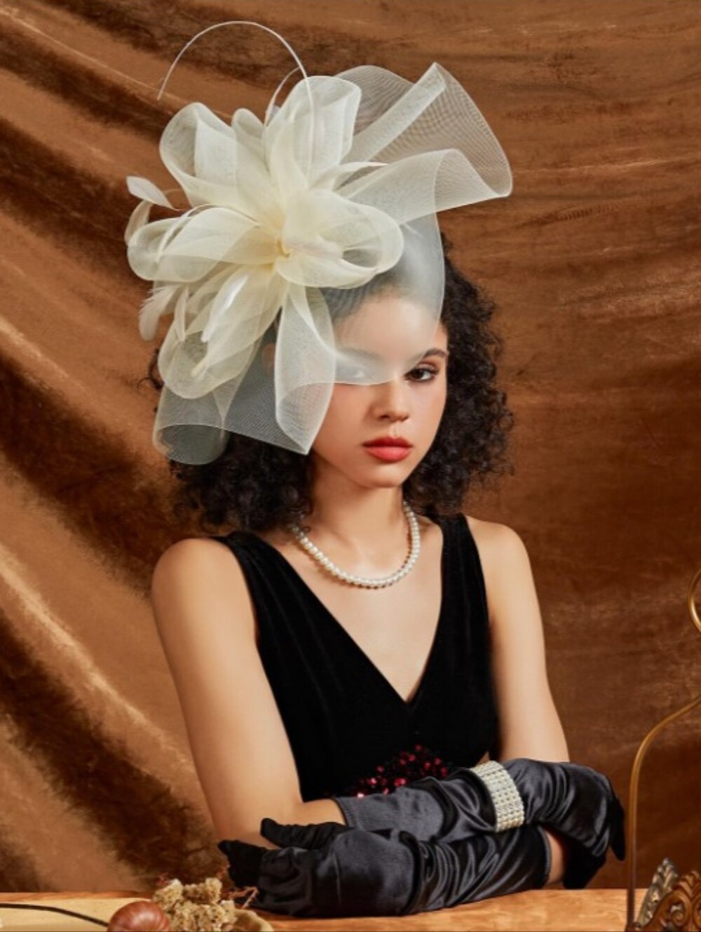 NEW! Elegant Ivory Mesh Flower Kentucky Derby Hat
